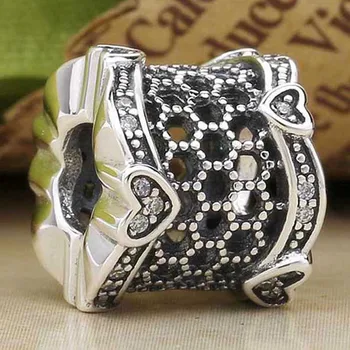 

Original Openwork Honeycomb With Crystal Love Heart Bead Fit 925 Sterling Silver Bead Charm Bracelet Bangle DIY Jewelry