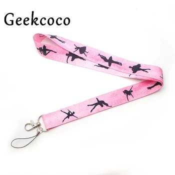 

10pcs/lot Ballet girls dance keychains Accessories Safety Mobile Phone USB ID Badge Holder Keys Straps Neck lanyard J0258