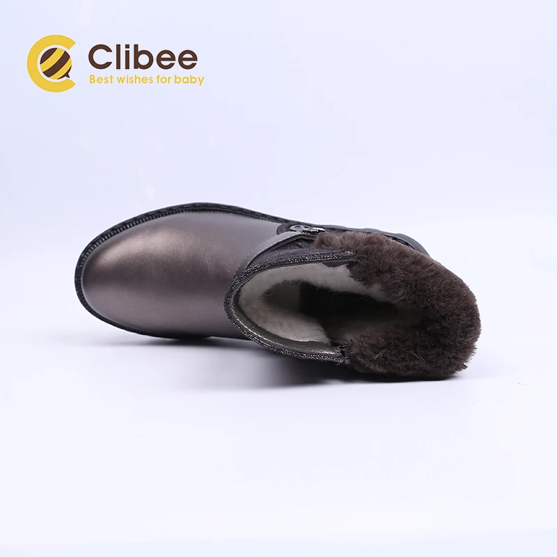 Теплые зимние детские сапоги CLIBEE для девочек водонепроницаемые с толстой