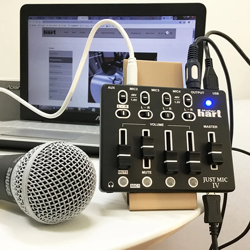 Just Mic IV Mini 4 Channel Mini Microphone Mixer 4 Channels Portable