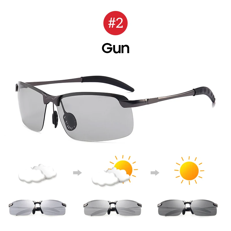 VIVIBEE оправы Цвет изменение солнцезащитные очки для вождения Для мужчин драйвер квадратныая металлическая Для женщин летние фотохромные поляризационные солнцезащитные очки - Цвет линз: 2 Gun