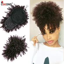 

Leeons Curly Bangs Synthetic Kinky Curly Hair Bun Clip-on Hair Extentions Fringe Fake Hairpieces For Women Hair Accessories