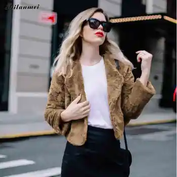 

Rabbit Fur Coat Women 2019 Fashion Fur Jacket Short Ladies Punk Jacket Women Autumn Winter Streetwear Harajuku Short Jacket Coat