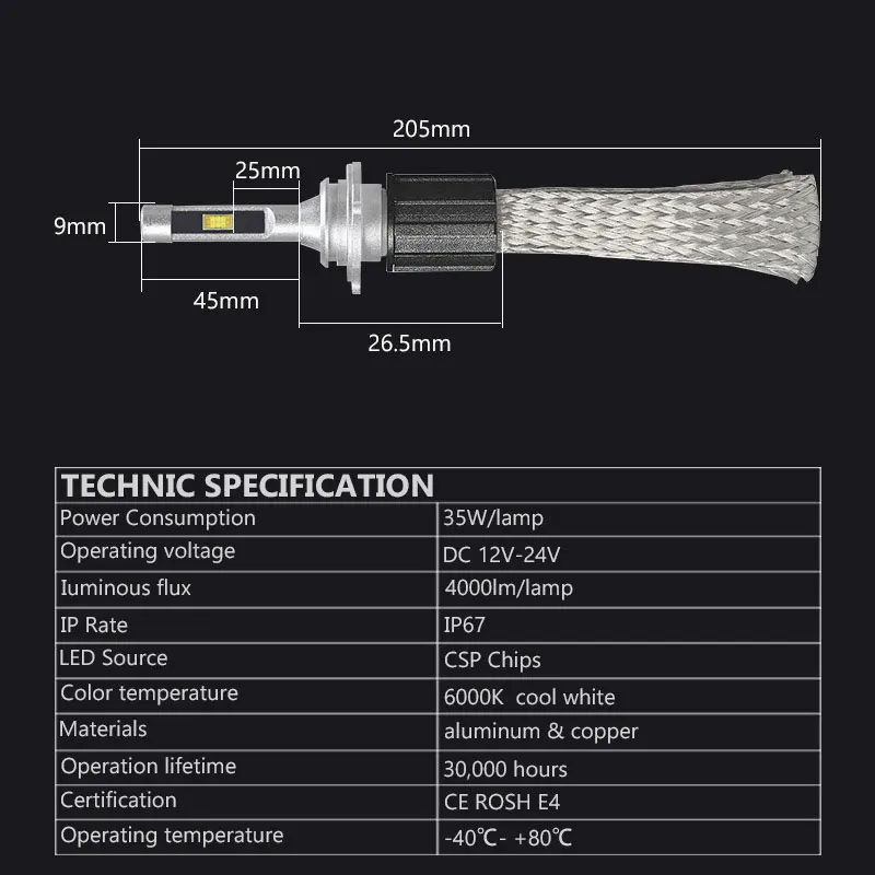 72W фары для 7000LM автомобильная светодиодная лампа для фары светильник ремень Стиль H1 H7 H8 H9 H11 9005 HB3 9006 HB4 H4(Подол короче спереди и длиннее сзади), 12 В, 24 В