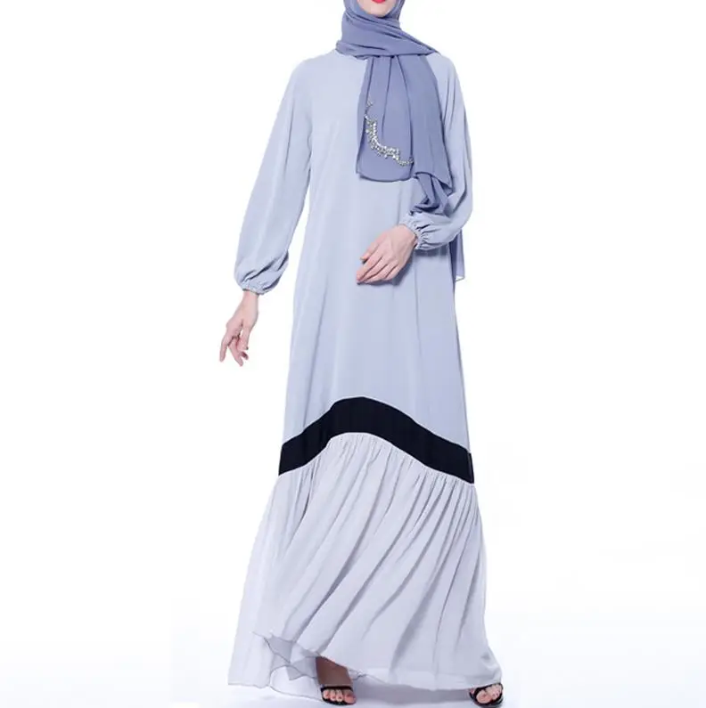 Длинное мусульманское платье abaya, Дубай, цзилбаб, кафтан, ислам, Оман, женские хиджаб, турецкие платья, халат, Femme, Восточный халат из марокена, ислам, ic, одежда - Цвет: Light blue dress