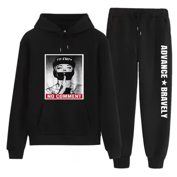 

n65 7 Color Patchwork 2 Two Pieces Set Top and Pants Women Pockets Hooded Drawstring Hoodies Sweatshirts Suits Tracksuits