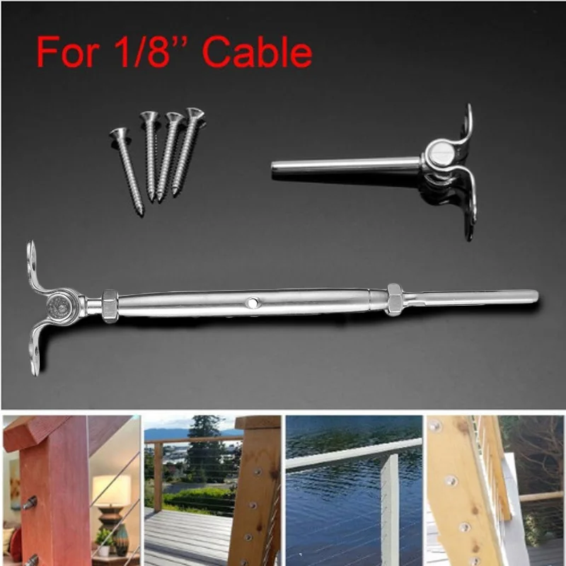 

Stainless Steel Wire Rope DIY Balustrade Kit Terminal Eye Bolts Wind Rain Proof