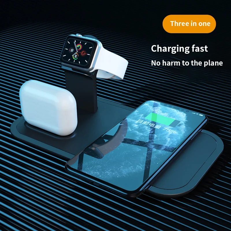10W Mobile Phone Wireless Charger For iPhone iWatch Airpods Charging Station 3 in 1 Universal Wireless Charging Dock