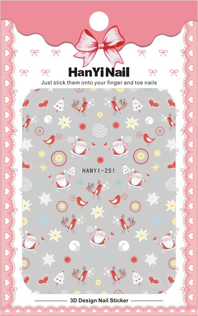Рождество Тип! Лак для ногтей задний клей деколь декорации дизайн ногтей стикер для ногтей Советы красоты - Цвет: HANYI251