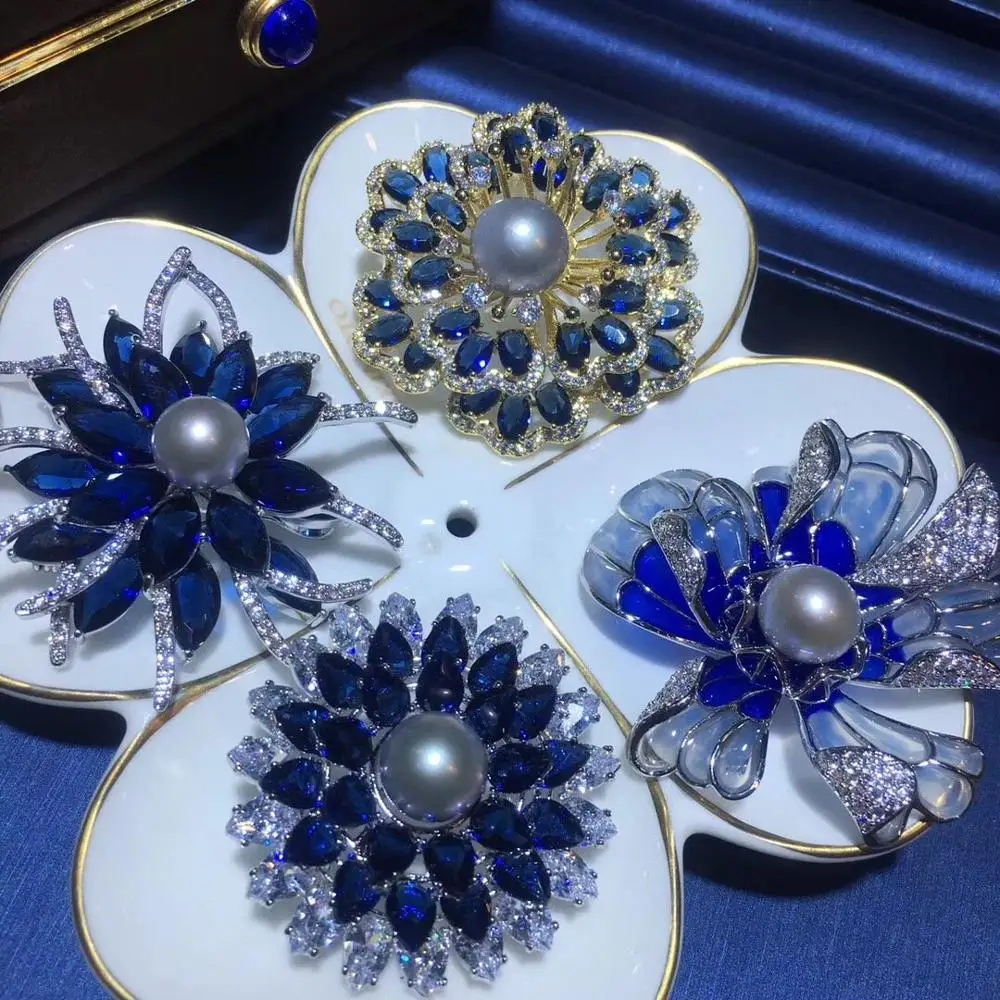 

D109 18K Plated 4 pieces of Brooches with Natural Fresh Water Pearls Brooches for Women