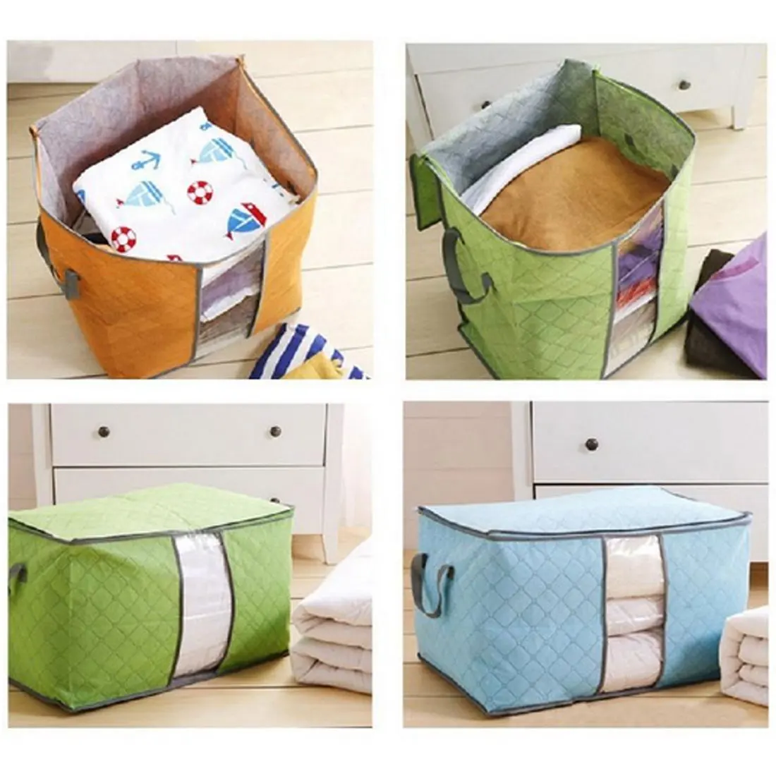 Portable non-woven Quilt Storage Bag Collapsible Plus Size Blanket clothes Container Storage bag Organizer