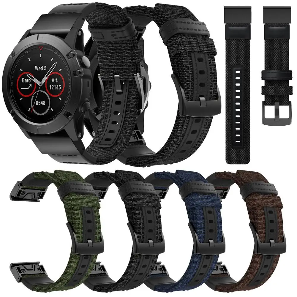 Ремешок нейлоновый для смарт часов Garmin D2 Fenix 5X / Fenix5X Plus 3 3HR 6X Fenix6x Pro 26 мм