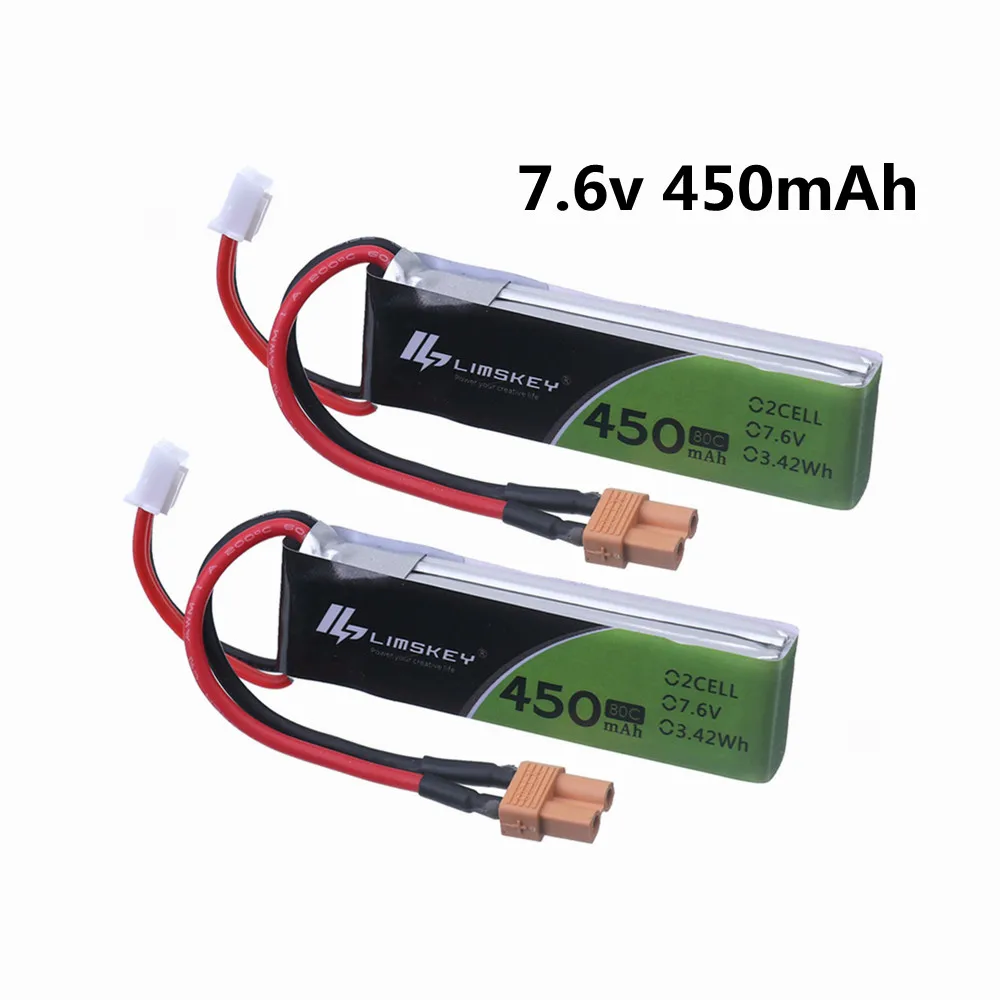 Spina Xt30 Batteria Lipo 7.6V 2S 450Mah 80C/160C Per Iflight Cinebee Happymodel Crux3 Betafpv Fpv Racing Drone