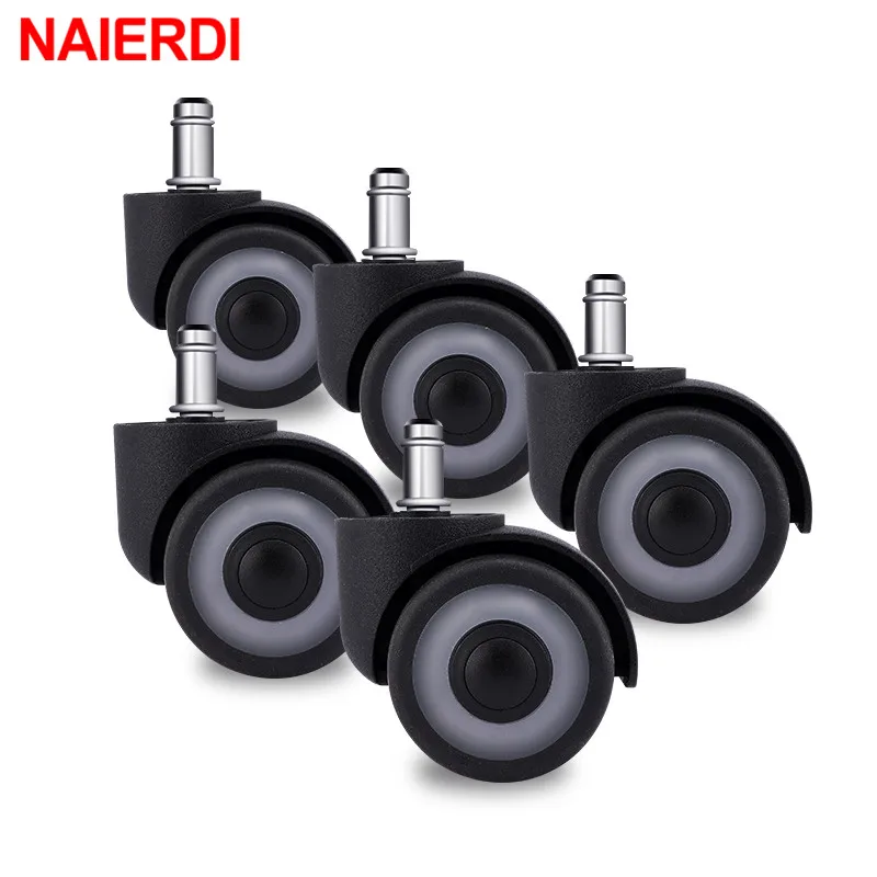 Naierdi-tpr Rubber Office Chair Wheel Universal Mute Rodízios de Substituição Borracha Macio Seguro Móveis Wheels Pcs