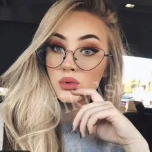 Новая мода кошачий глаз очки женские металлические оправы оправа для очков в стиле кошачьи глаза женские оптические прозрачные линзы очки близорукость оправа очки