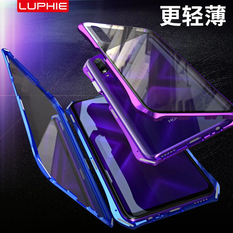 

Magnetic Metal Case For HUAWEI Honor 9X Full Body Protective Case honor 9x Cover Hard Bumber Front Back Glass Protector Case