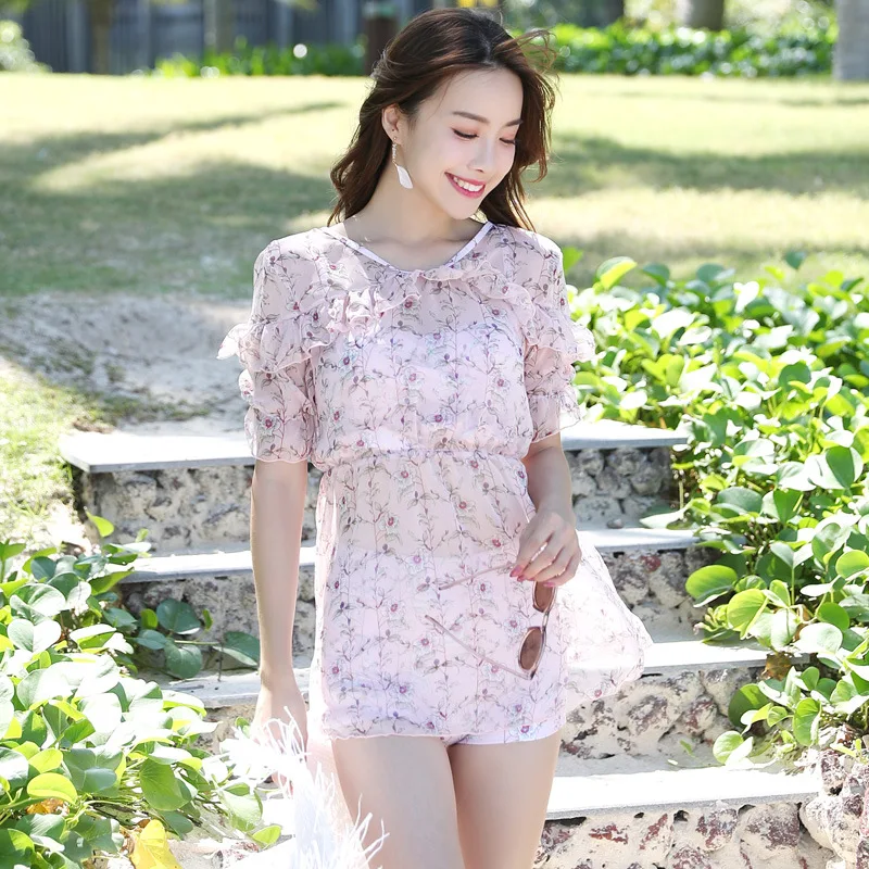 

Two-piece Swimsuits Women's Three-piece Set Bikini Skirt Boxer Belly Covering Small Bust Gathering Sexy Hot Springs Tour Bathing