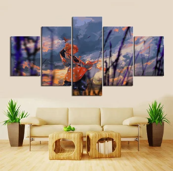 

Home Decor 5 Piece HD Cartoon Swordsman Anime Picture Demon Slayer Agatsuma Zenitsu Comics Art Wall Decor Paintings Home Decor