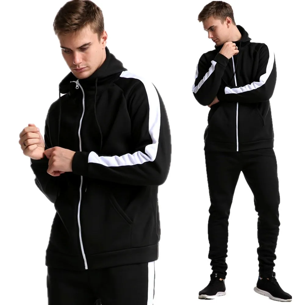 

Clothes + pants Autumn Winter Fleece Hoodies men Sweatshirts Zipper Fitness Hoody Jackets And Coats For Men hoodie off white
