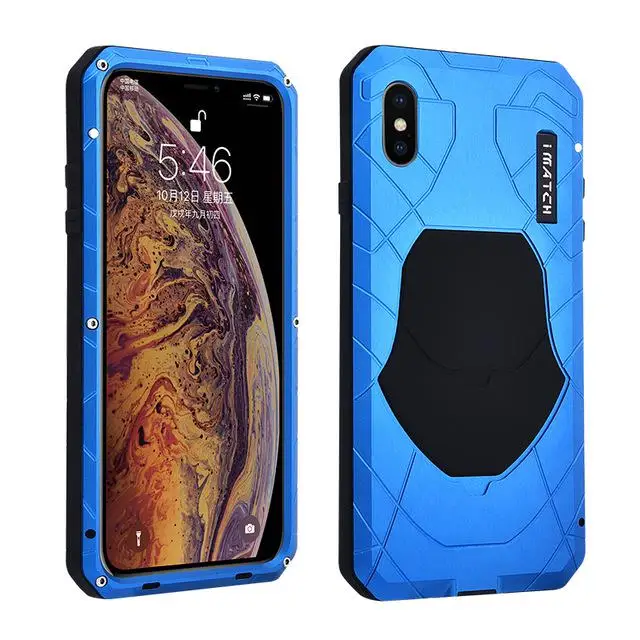 Imatch Повседневный водонепроницаемый чехол для Apple Iphone Xs Max Роскошный Металлический силиконовый чехол для Iphone 11 Pro Max 360 Защитный чехол для телефона - Цвет: Синий