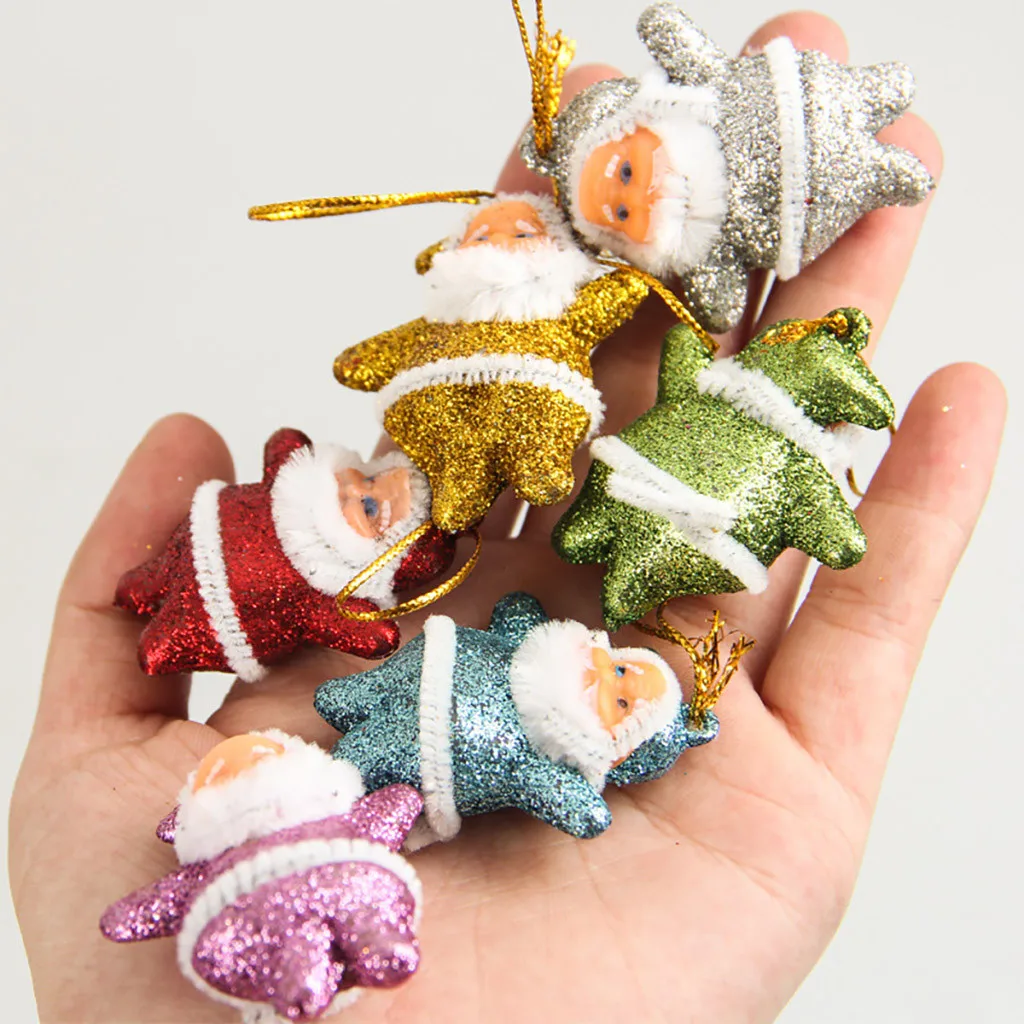 Mini pendentifs de père noël, 6 pièces, décorations d'arbre de noël