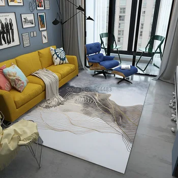 

New Customized European Style Simple Geometric Design Living Room Nordic Large Washable Carpet Machine Rug Retro Mat For Bedroom