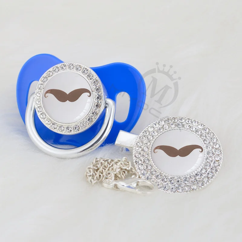 

BLING silver cool beard beautiful Gold bling pacifier and pacifier clip BPA free dummy bling elegant GMOU-1