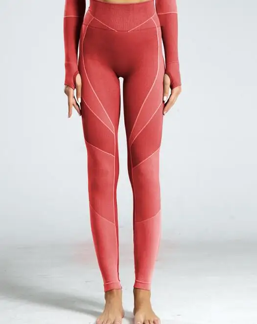 Женские Бесшовные легинсы для фитнеса одежда спортивные колготки женские с высокой талией для йоги брюки спортивные брюки пуш-ап тренировочные брюки - Цвет: red pant