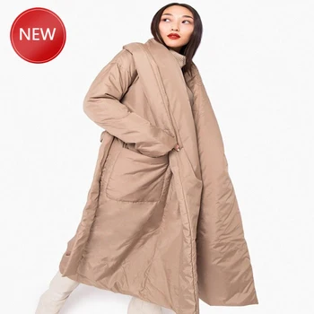 

parka Long design Maxi padded down coat robe design Casual Outerwear Black Khaki White Women Winter Thick warm