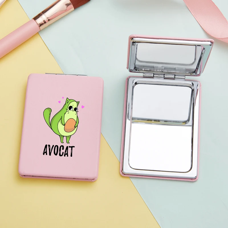 Art Plant Flower Pattern Rectangular Portable Mirror Makeup Mirror Small Cute Portable Folding Student Double Mirror 2