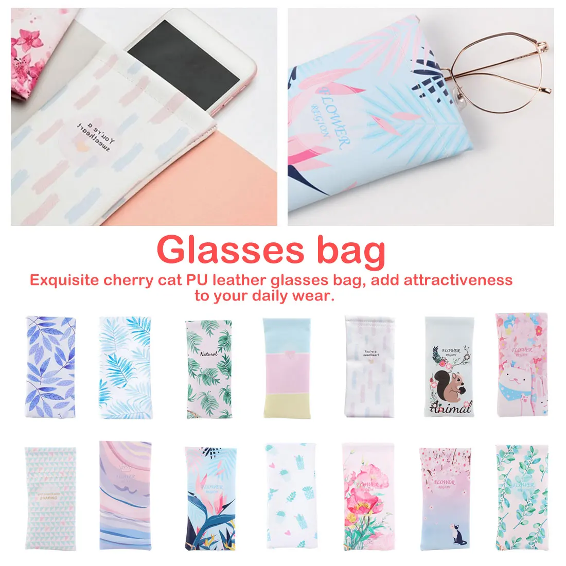

Simple Eyeglasses Pouch Bag Sunglasses Container Waterproof Reading Glasses Storage Scratch-proof Portable Eyeglasses Protector