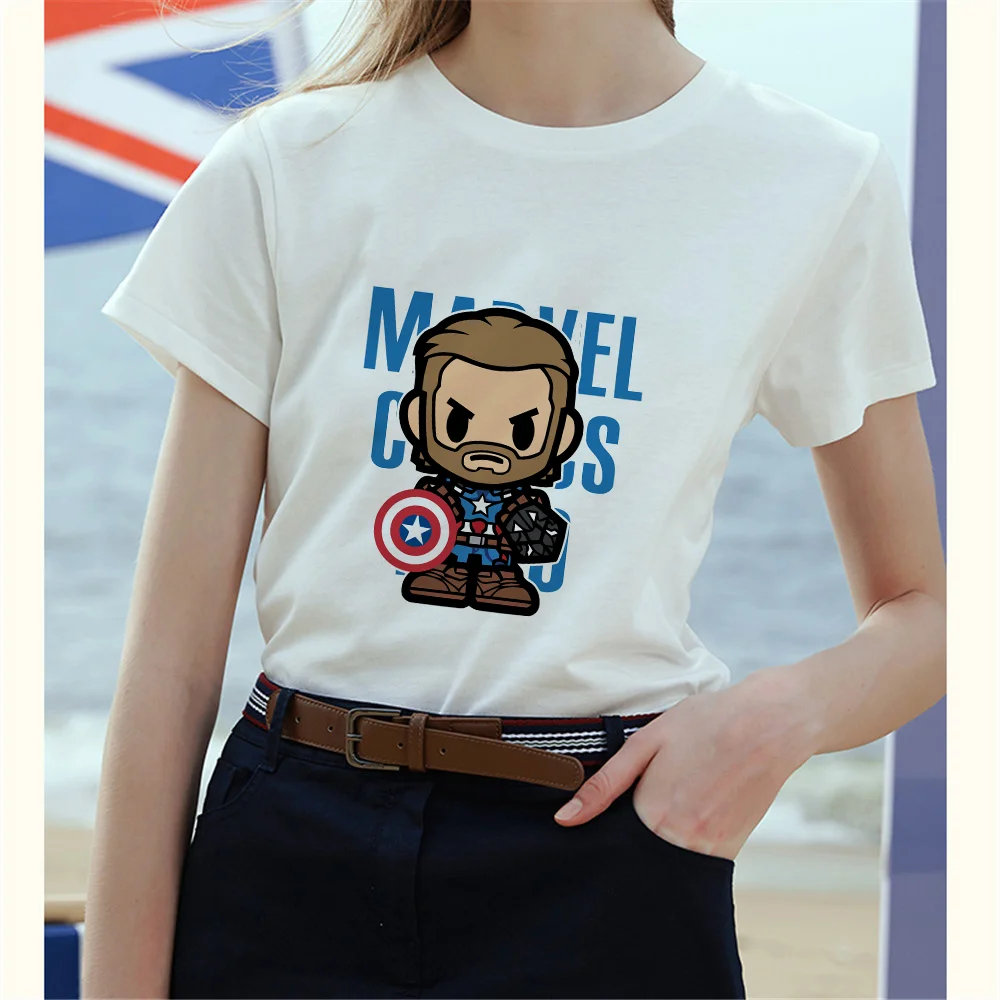 Camisetas superhéroes de Marvel para mujer, blusas estampadas de capitán americano, camisetas para niña y mujer, gran oferta|Camisetas| - AliExpress