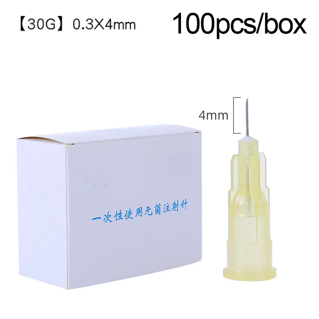 100pcs Painless small needle painless beauty ultrafine 32G 30G 26G 23G 18G 16G syringes Korean Needles Eyelid Tools Yellow