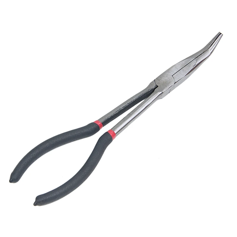 3X 11 inch EXTRA LONG NOSE PLIERS SET STRAIGHT& BENT TIP MECHANIC GRIP HAND TOOL