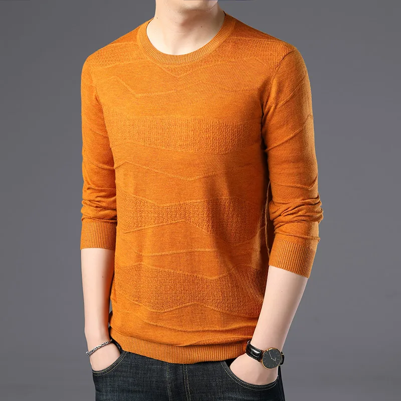Модный брендовый свитер для мужчин пуловер Slim Fit однотонные цветные Джемперы Вязание узоры Осень корейский стиль Повседневное мужская одежда
