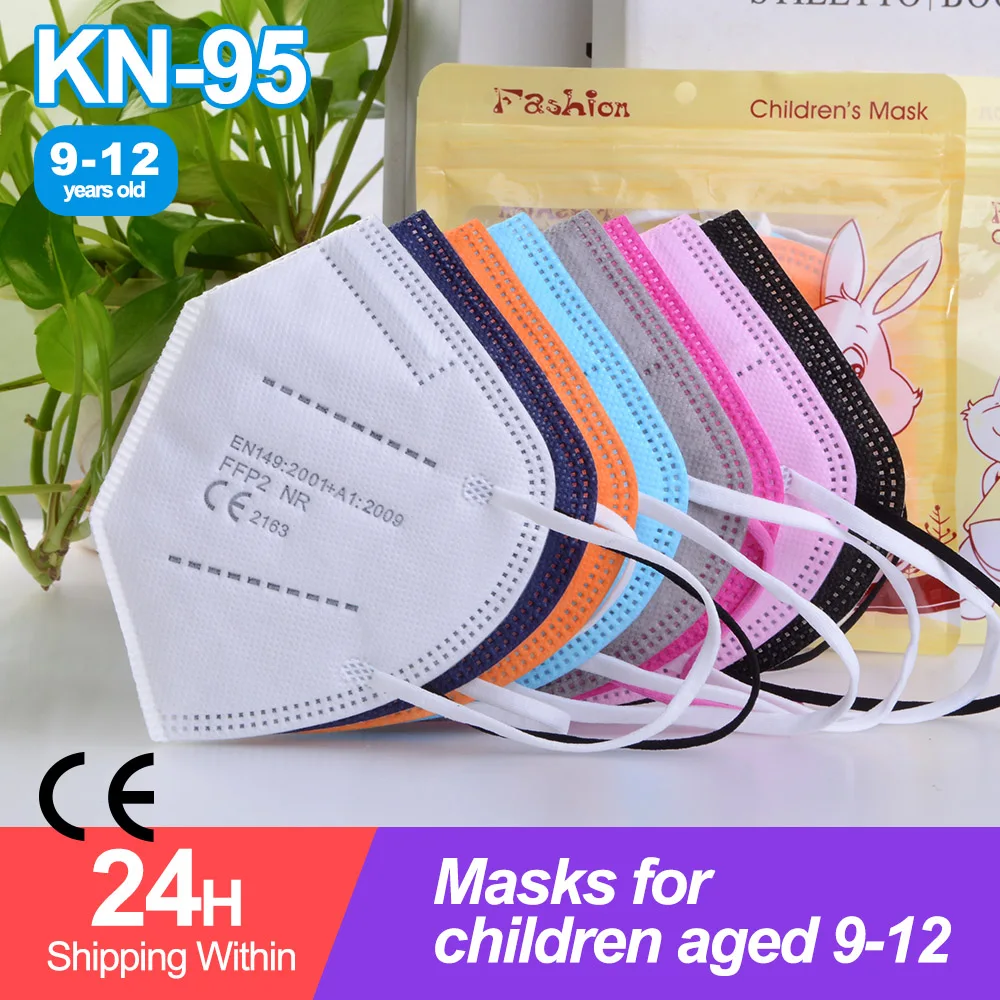 9-12 años mascarillas para niños Colores aprobado KN95 FFP2 reutilizable máscara facial para niños 10-100 Uds Mascarilla infantil FPP2 máscara Enfant FFP3