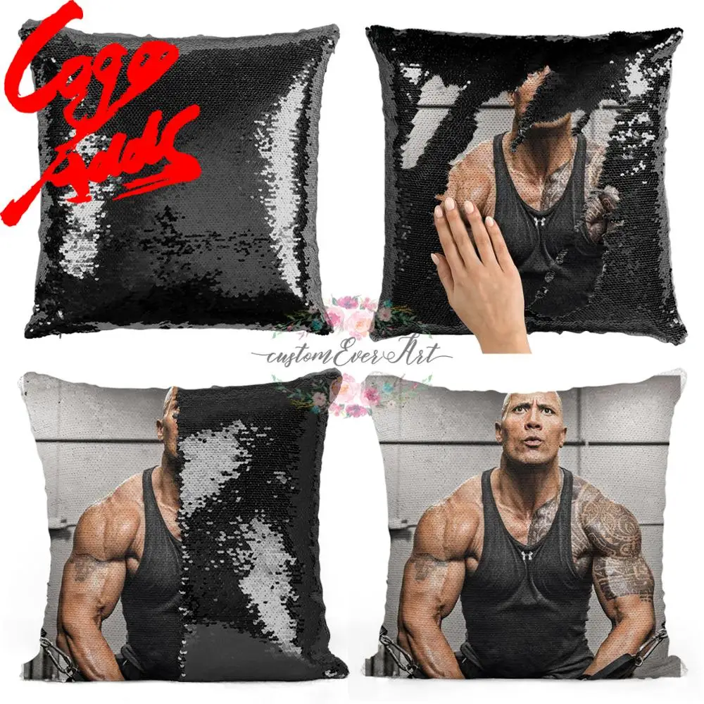 

Dwayne Johnson sequin pillow | sequin Pillowcase | Two color pillow | gift for her | gift for him | pillow | magic pillow