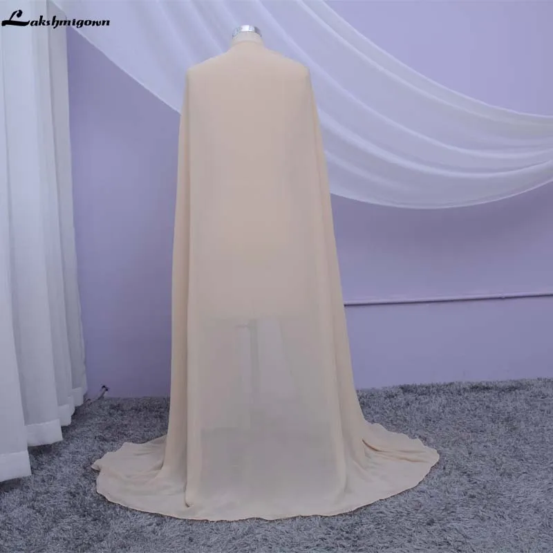 New Arrival Chiffon Long Weeding Capes Plus Size Champagne Women Outwear Capes Chiffon Weeding Bridal Boleros Capes shrug bolero