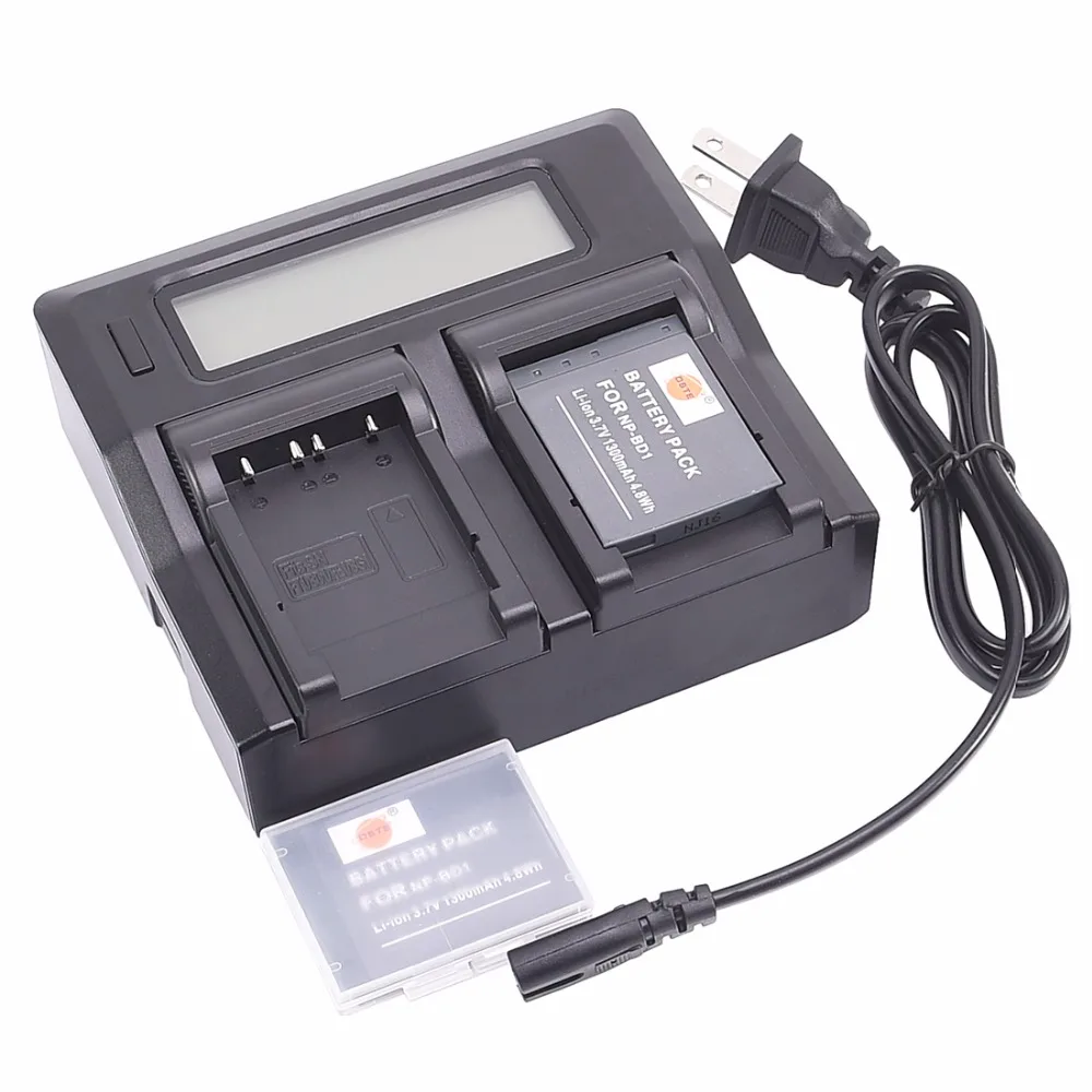 2 шт. 1300 мАч 3,7 V NP-BD1 FD1 DSTE Камера Батарея LCD Dual charger для sony TX1 T2 T70 T77 T90 T200 T700 T900 цифровой Камера