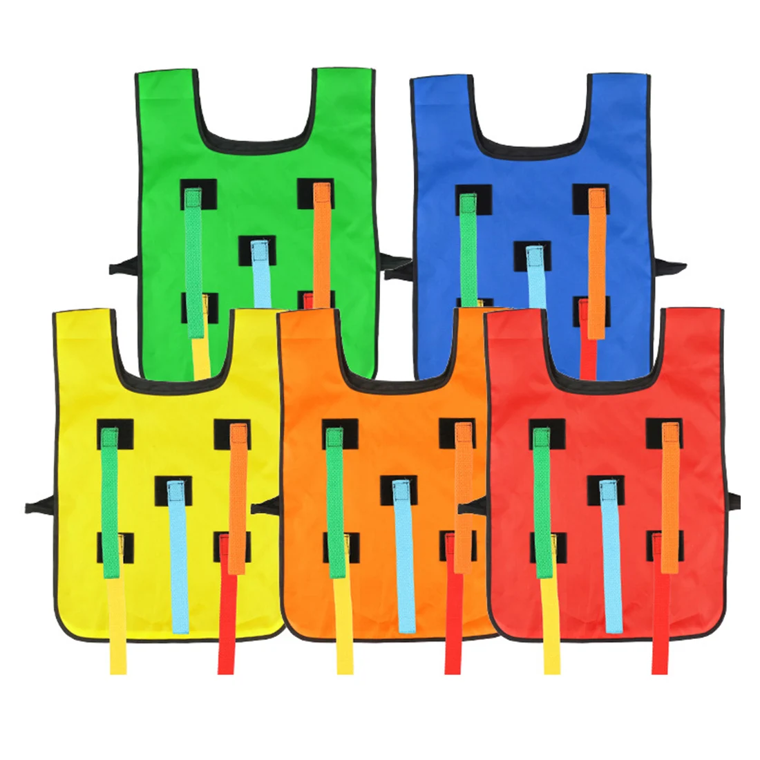 

Grab Tail Vest Sticky Tail Catch Toss Sport Vest Kindergarten Outdoor Chasing Race Group Game Toy - Red Orange Yellow Blue Green