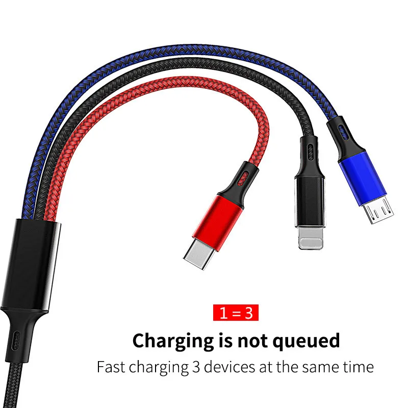 3 в 1 Micro Тип usb C/8-контактный Зарядное устройство кабель для передачи данных для iPhone X Универсальный Быстрый зарядный кабель для передачи данных для samsung S9 S8 Xiaomi зарядный usb-шнур
