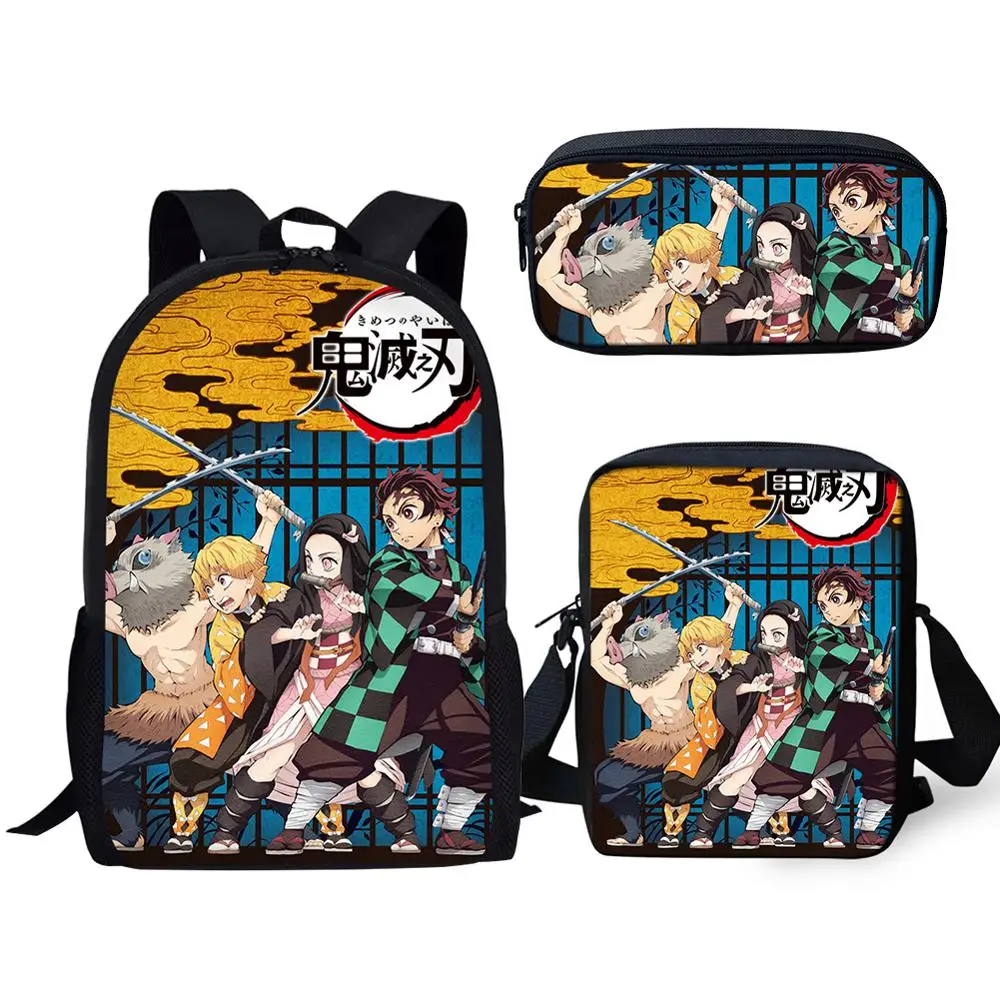 

Demon Slayer: Kimetsu no Yaiba Kids School Bag 3Pcs/set Cool Kamado Tanjirou Backpack Children Primary Student Rucksack Knapsack
