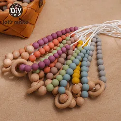Let's Make Wooden Baby Pacifier Clip Necklace Bracelet Free BPA Baby Teething Holder Soother Chew Toy 3Pcs Dummy Clips For Baby