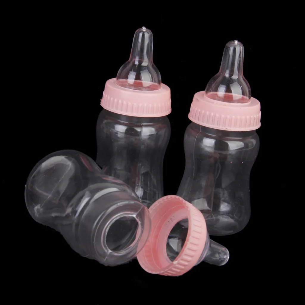 12x Small Feeding Bottle Christening Baby Shower Favors Party Decor Pink