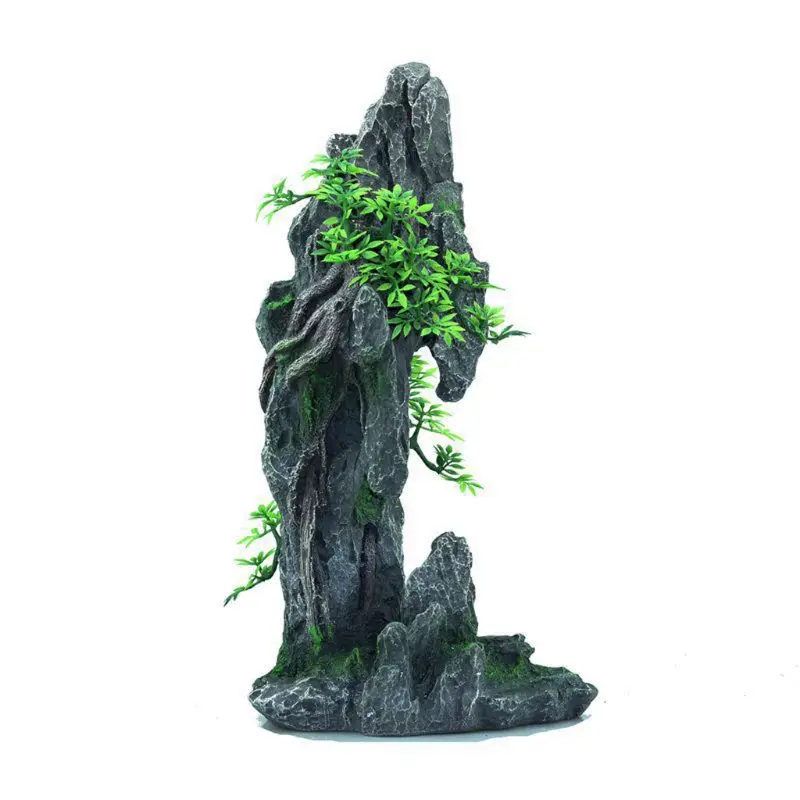 

Aquarium Mountain View Stone Ornament Tree Rock Cave Fish Tank Decoration