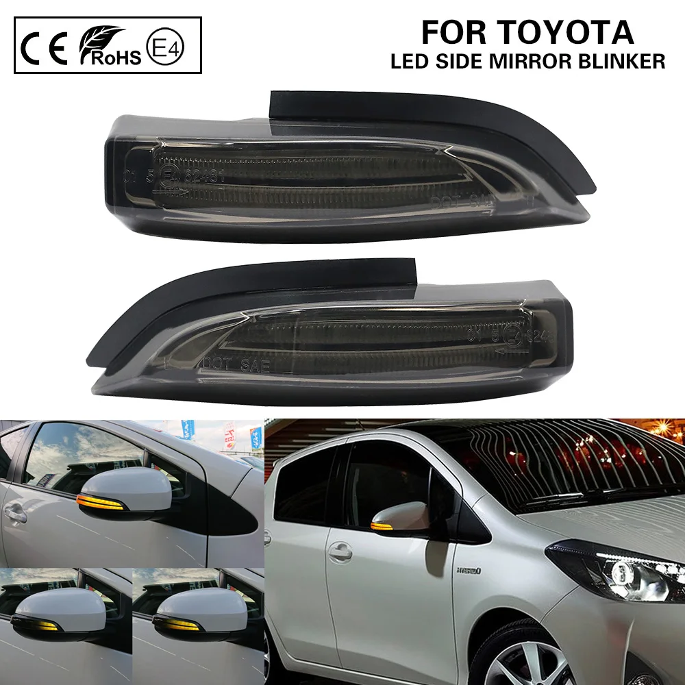 

2XSmoke LED dynamic side mirror blinker Light Turn Signal Lamp For TOYOTA YARIS AURIS CAMRY COROLLA PRIUS C VERSO 2009