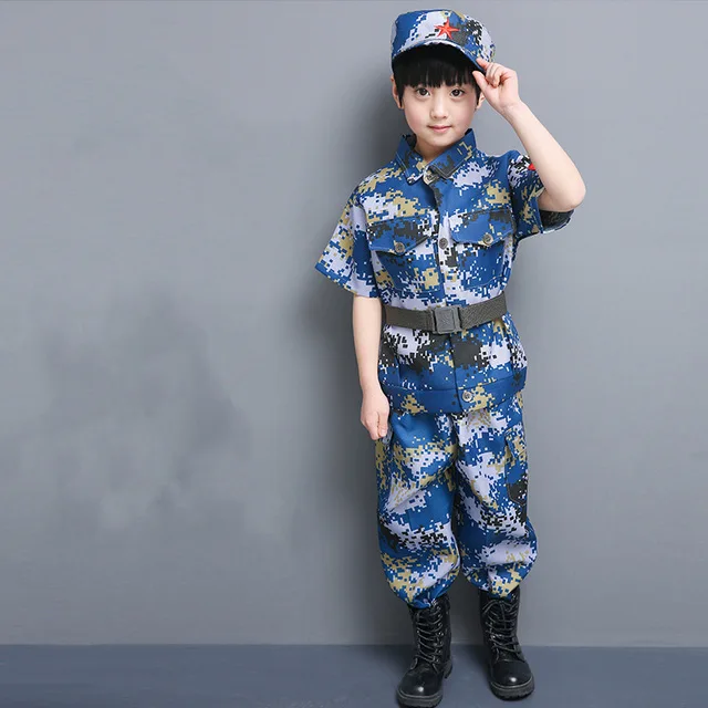 Halloween Costumes for Kids Baby Girl Boy Military Army Suit Uniform Performan Clothing Camouflage Tactical Men Soldier School - Цвет: 006