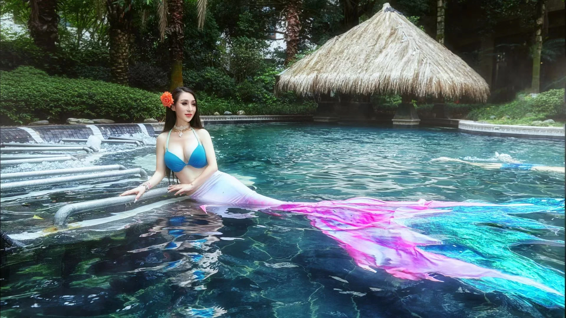 Professional swimsuit Mermaid aquarium performance suit course training adult children size Can wear large Mermaid fins