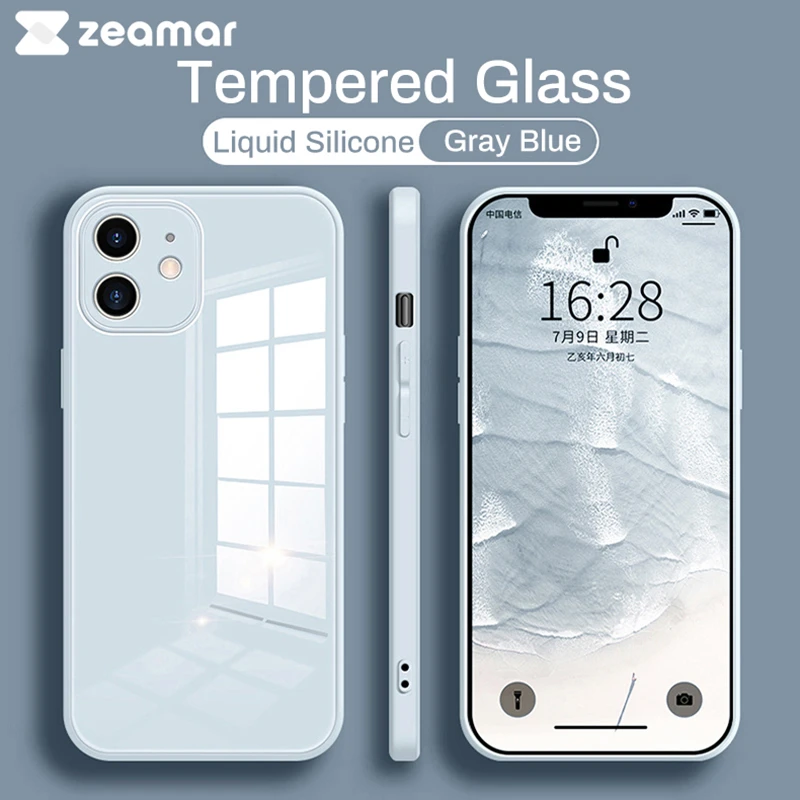 cover for iphone 13 Original Liquid Silicone Tempered Glass Case for iPhone 13 11 12 Pro Max Mini XS XR X 8 7 Plus SE2020 Lens Protection Hard Cover iphone 13 leather case
