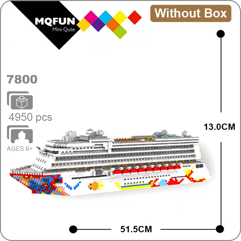ZRK 7800 Without Box ZRK роскошный круизный лайнер корабль большие круизные лодки 3D модель DIY Алмазные Мини Строительные микро блоки кирпичи сборка игрушка без коробки - Цвет: ZRK 7800 Without Box
